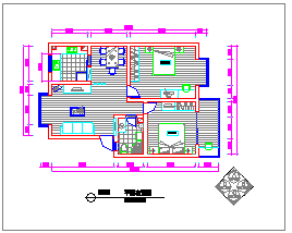 双卧室朝南家庭室内装饰工程CAD平面设计图与网页设计